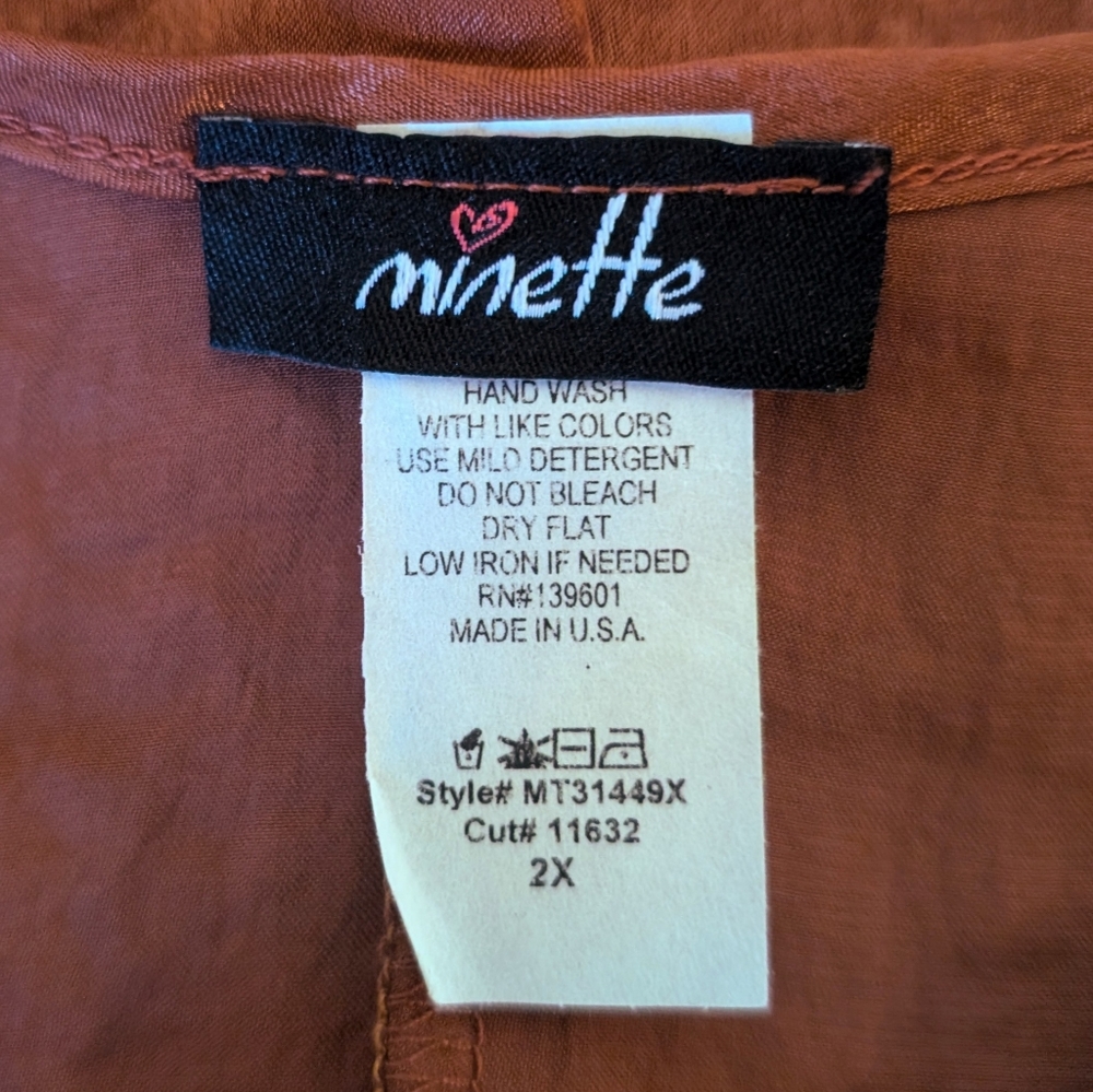 Minette Rust V-Neck Blouse - Picture 3 of 3